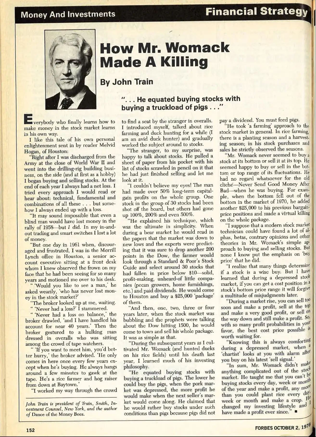 How Mr. Womack made a killing